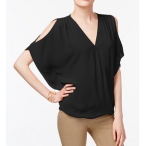 INC Black Cold Shoulder Top size Large